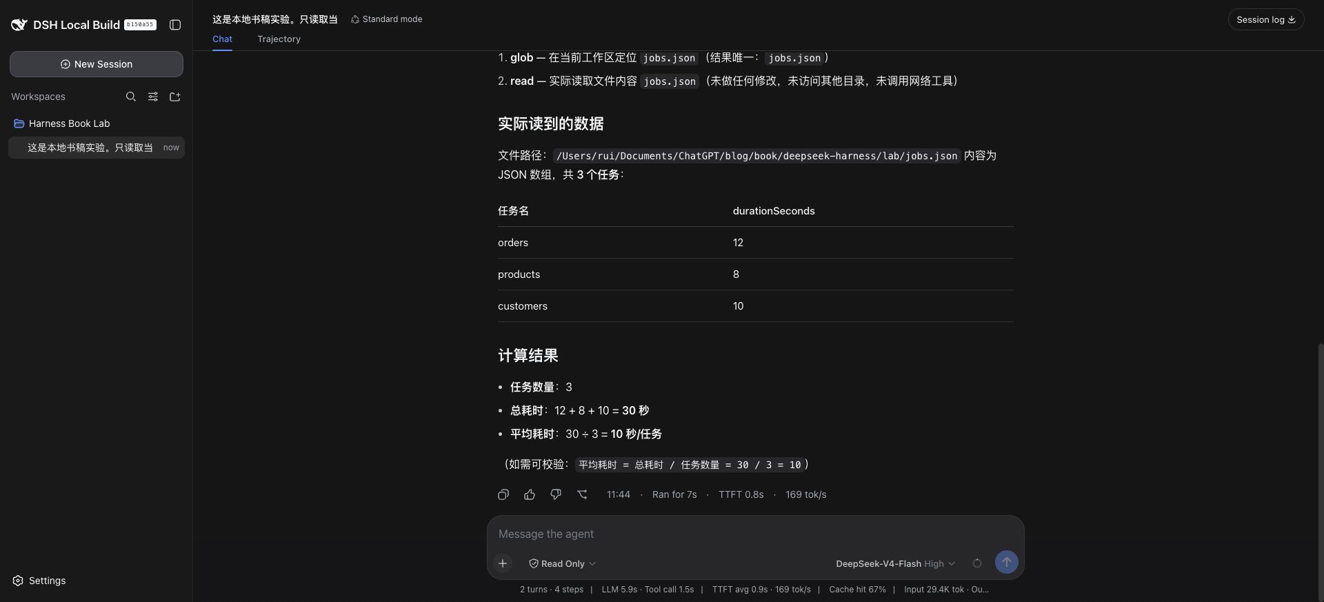 实际读取 jobs.json 后的结果，底部显示 Read Only 模式